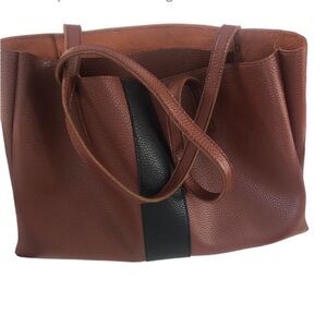 Vince Camuto Red Brown Vegan Pebble Tote 
1 inside pocket